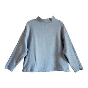 MADEWELL Women S Sweater Green Funnel Neck Drop Shoulder Ribbed Knit Pockets 42"